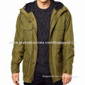 Latest Design Solid Color Fashion Cotton Men's Parka with 100% Polyester Pocket Lining